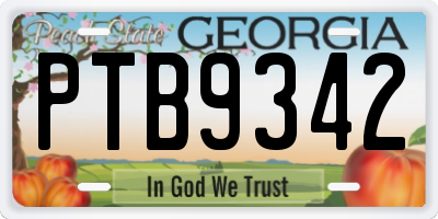 GA license plate PTB9342