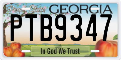GA license plate PTB9347