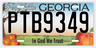 GA license plate PTB9349
