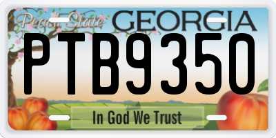 GA license plate PTB9350