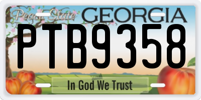 GA license plate PTB9358