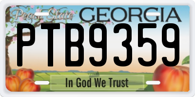 GA license plate PTB9359