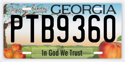 GA license plate PTB9360