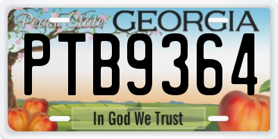GA license plate PTB9364