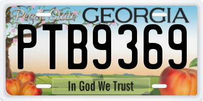 GA license plate PTB9369