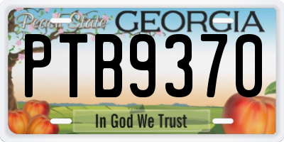 GA license plate PTB9370