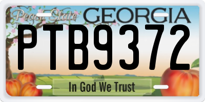 GA license plate PTB9372