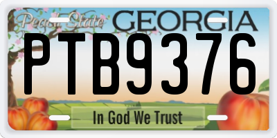 GA license plate PTB9376