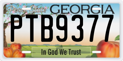 GA license plate PTB9377