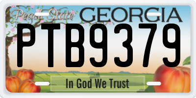 GA license plate PTB9379