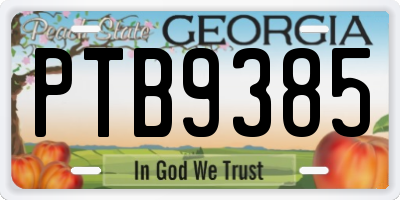 GA license plate PTB9385