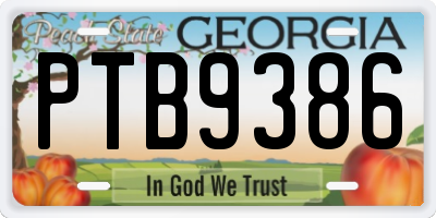 GA license plate PTB9386