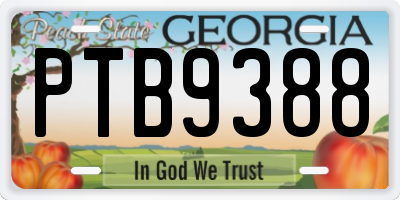 GA license plate PTB9388