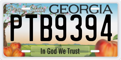 GA license plate PTB9394