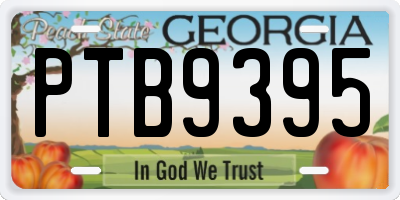 GA license plate PTB9395