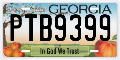 GA license plate PTB9399