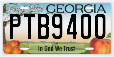 GA license plate PTB9400