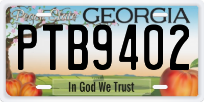GA license plate PTB9402