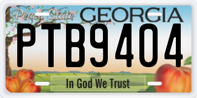 GA license plate PTB9404