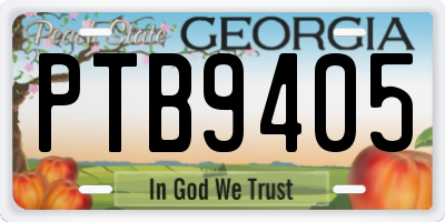 GA license plate PTB9405