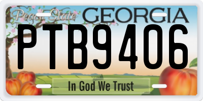 GA license plate PTB9406