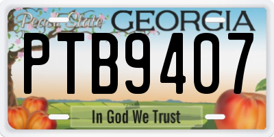 GA license plate PTB9407