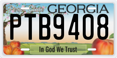 GA license plate PTB9408