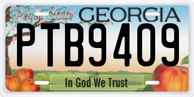 GA license plate PTB9409