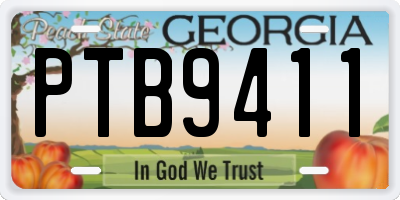 GA license plate PTB9411