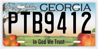 GA license plate PTB9412