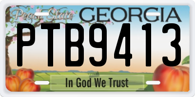 GA license plate PTB9413