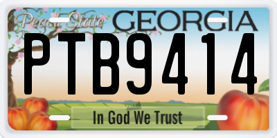 GA license plate PTB9414