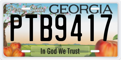 GA license plate PTB9417
