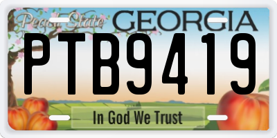 GA license plate PTB9419