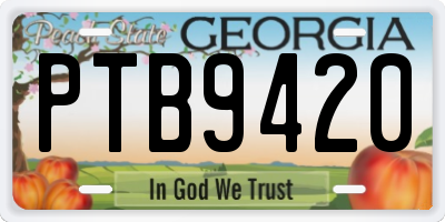 GA license plate PTB9420