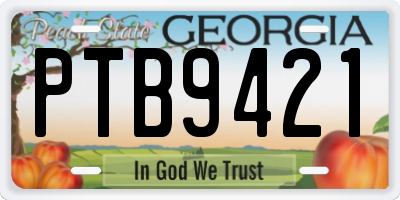 GA license plate PTB9421