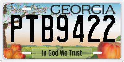GA license plate PTB9422