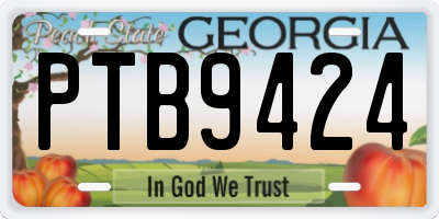 GA license plate PTB9424