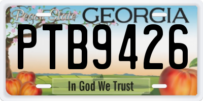 GA license plate PTB9426