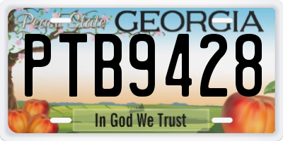 GA license plate PTB9428