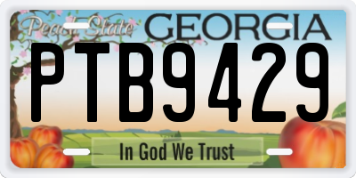 GA license plate PTB9429