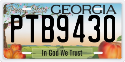 GA license plate PTB9430