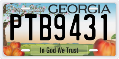 GA license plate PTB9431