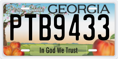 GA license plate PTB9433