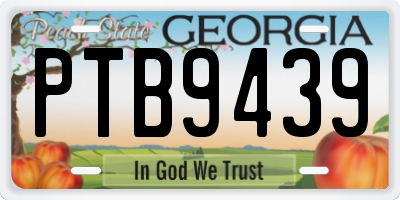 GA license plate PTB9439