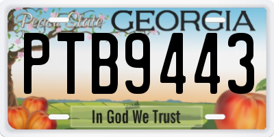 GA license plate PTB9443