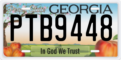 GA license plate PTB9448