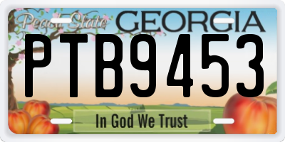 GA license plate PTB9453
