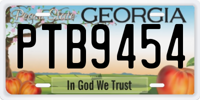 GA license plate PTB9454