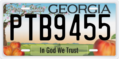 GA license plate PTB9455